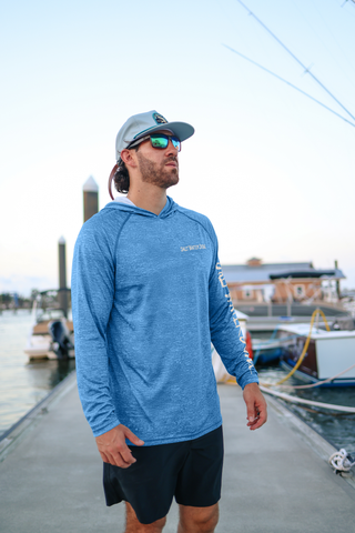 Men's Redfish Classic Performance Hoodie - Light Blue-Top-SALT WATER SOUL-Men's,NewArrival,Tops Collection-The Twisted Chandelier