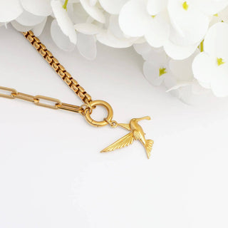 18k Gold Stainless Steel Box Paperclip Charm Holder Necklace-Necklace-WJW-The Twisted Chandelier