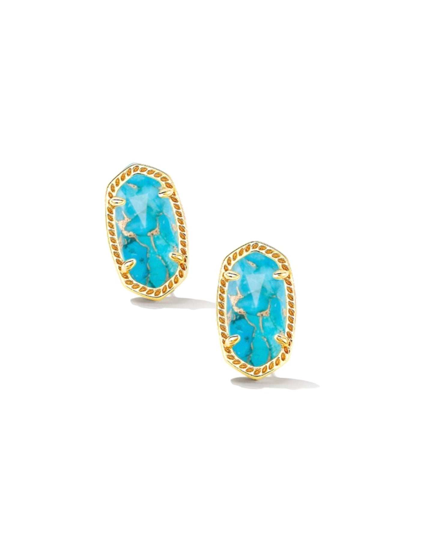Kendra Scott Ellie Stud Earrings Gold Bronze Veined Turquoise Magnesite-Earrings-Kendra Scott-Created - 01/15/24, E6031GLD-The Twisted Chandelier