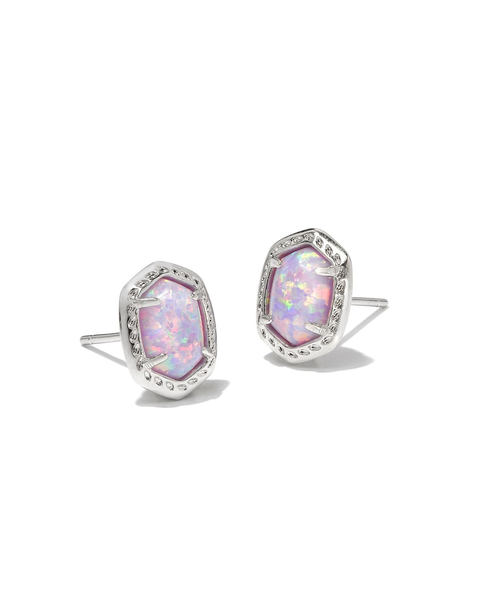 Kendra Scott Daphne Framed Stud Earrings Silver Lilac Kyocera Opal-Earrings-Kendra Scott-E00519RHD, FD 05/20/24-The Twisted Chandelier