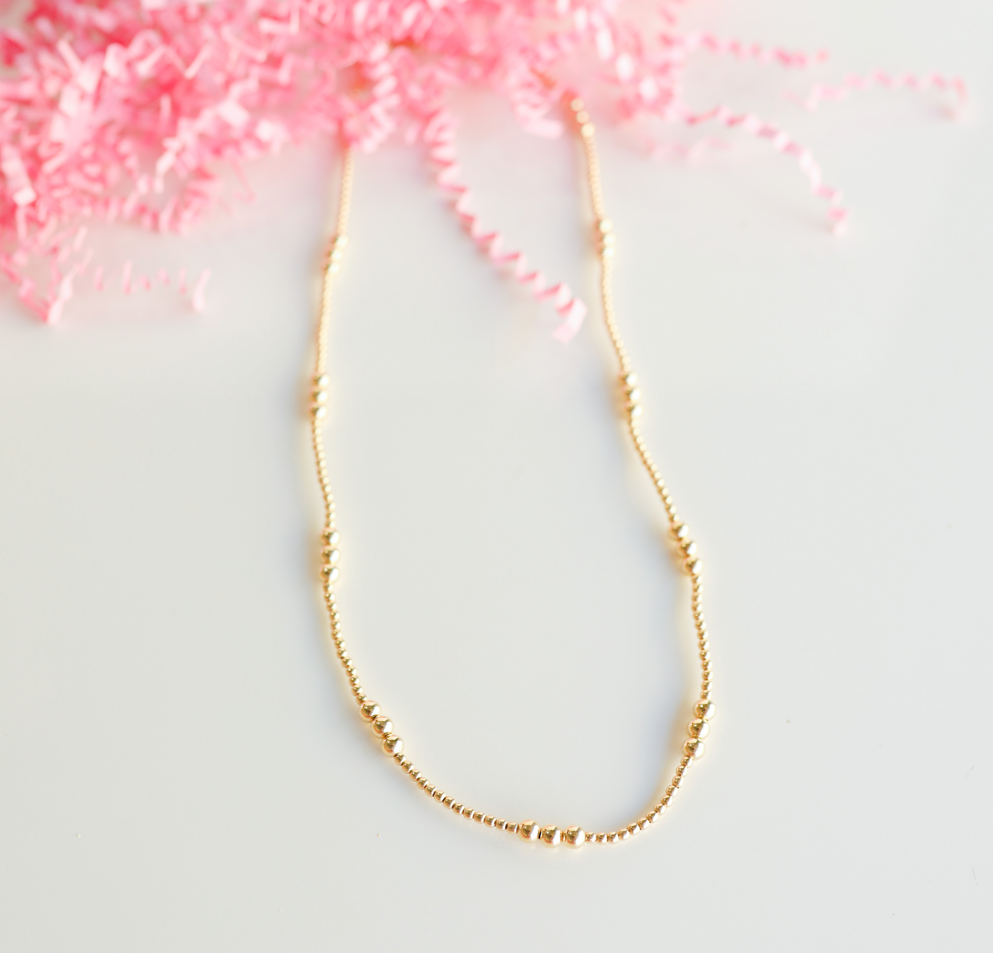 ILY Gold Beaded Necklace-Beaded Blondes-Clasp-14 inch-The Twisted Chandelier