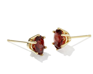 Kendra Scott Cailin Crystal Stud Earrings Gold Burgundy Crystal