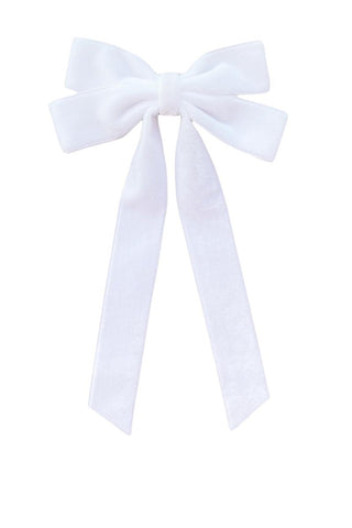 Velvet Ribbon Bow Hair Clip - White-Hair Claws & Clips-Swan Madchen-Accessories,Created - 01/15/24,FD JAN 24-The Twisted Chandelier