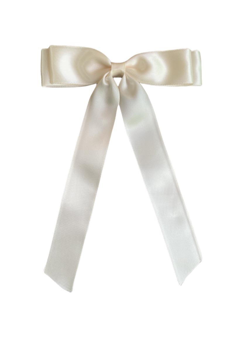 Satin Bow Hair Clip - Ivory-Hair Claws & Clips-Swan Madchen-Created - 01/15/24-The Twisted Chandelier