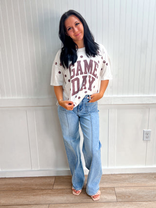 Taylor Gameday Print Top - Maroon-Top-Vanilla Monkey-Fd 8/3/26,Tops Collection-The Twisted Chandelier