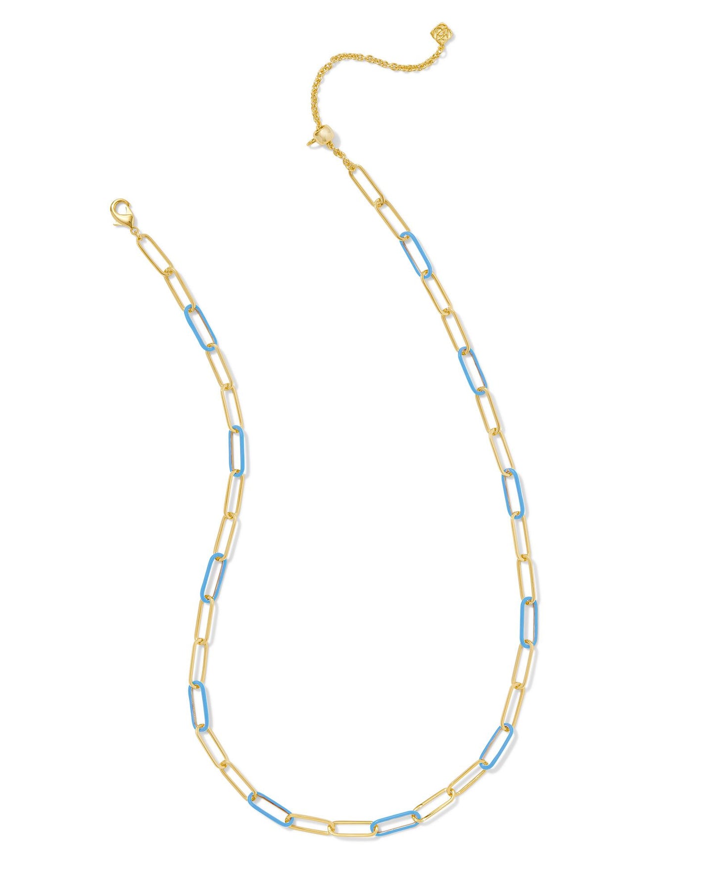 Kendra Scott Ainsley Convertible Chain Necklace Gold Light Blue Enamel-Necklaces-Kendra Scott-CR 07/31/24,FD 07/31/24,gameday,Max Retail,N00718GLD-The Twisted Chandelier