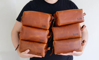 Personalized Leather Dopp Kit & Toiletry Bag, Customized Groomsmen Gift Toiletry Bag, Monogrammed Mens Toiletry Bag, Gift for Him-Luxe Range Leather-The Twisted Chandelier