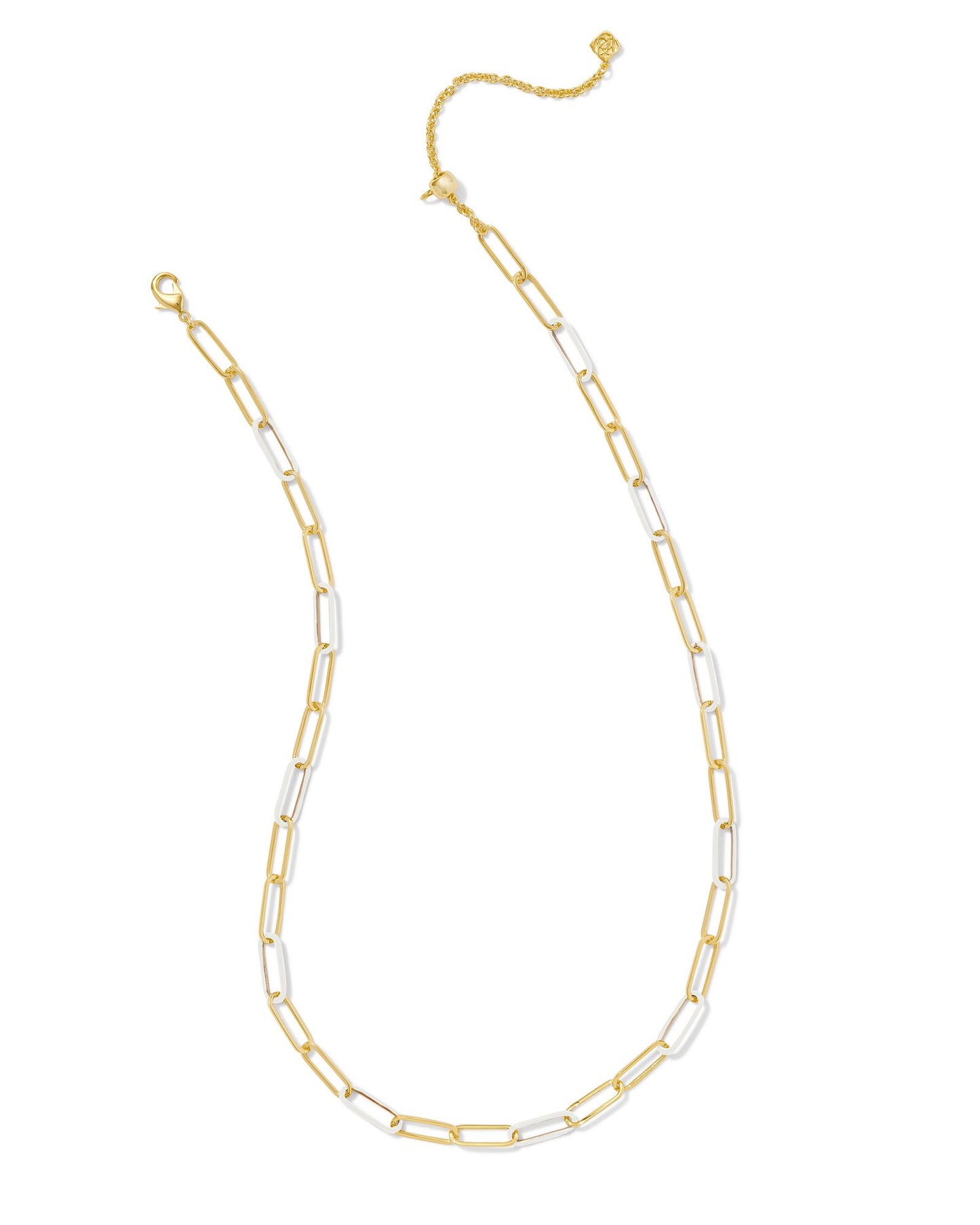 Kendra Scott Ainsley Convertible Chain Necklace Gold White Enamel-Necklaces-Kendra Scott-CR 07/31/24, FD 07/31/24, gameday, N00718GLD-The Twisted Chandelier