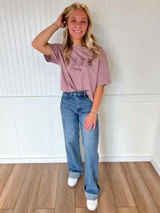 Howdy Oversized Screen Print Graphic Casual Knit T-Shirt-VERY J-02/03/26,Bin B4,FD 07/15/25,OGP 34.50,Tops Collection-The Twisted Chandelier