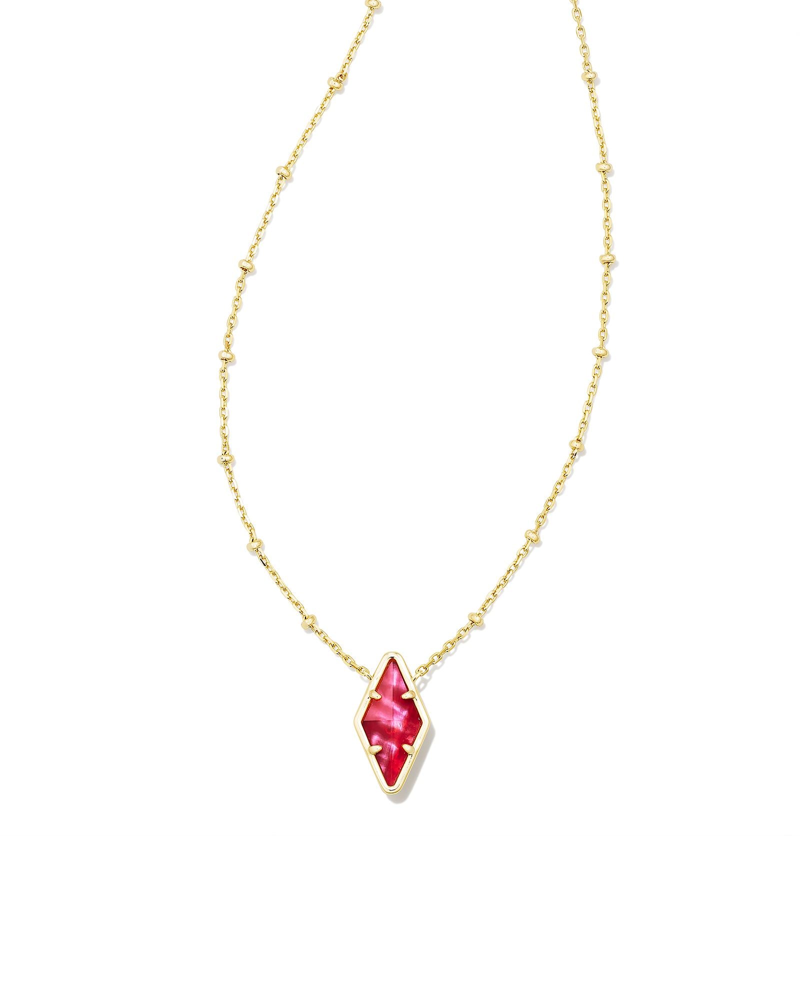 Kendra Scott Kinsley Short Pendant Necklace Gold Raspberry Illusion-Necklaces-Kendra Scott-N00329GLD, wholesale exclusive-The Twisted Chandelier