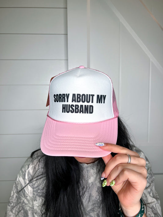 Sorry About My Husband Snapback Foam Trucker Hat-Trucker Hat-Turquoise & Tequila-CR 04/21/25-The Twisted Chandelier
