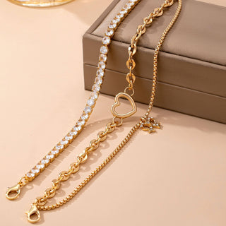 Multi-Layer Rhinestone Heart Chain Bracelet-JOSSLYN by wall to wall-80B1661-The Twisted Chandelier