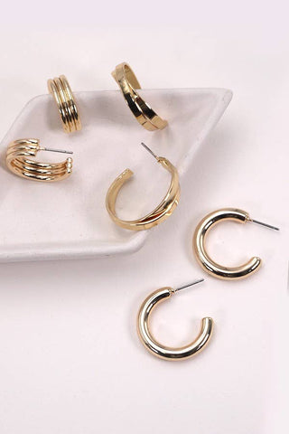 Multi Classic Hoop Trio Earrings-JOSSLYN by wall to wall-31E03865-The Twisted Chandelier