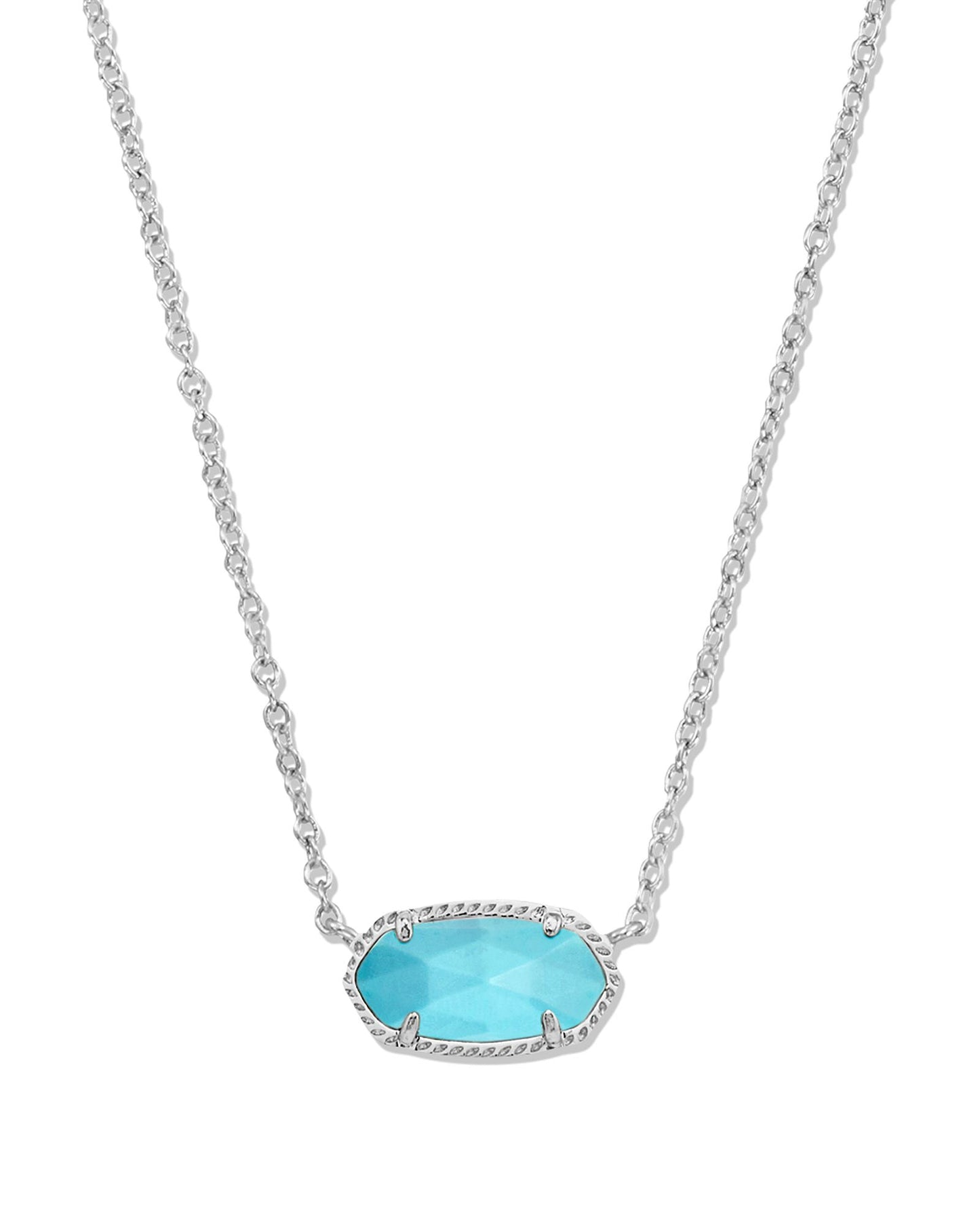 Kendra Scott Elisa Short Pendant Necklace Silver Turquoise Magnesite-Necklaces-Kendra Scott-Created - 01/15/24, N5067RHD-The Twisted Chandelier