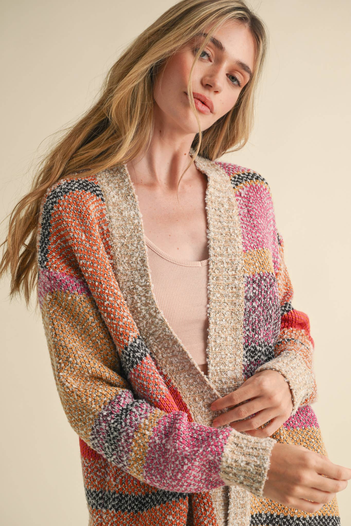 OVERSIZED COLOR BLOCK CARDIGAN MSW10038-&MERCI-The Twisted Chandelier