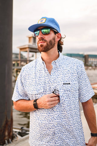 Blue Bonnet Pearl Snap Fishing Shirt-Top-SALT WATER SOUL-FD 05/22/26,Men's-The Twisted Chandelier