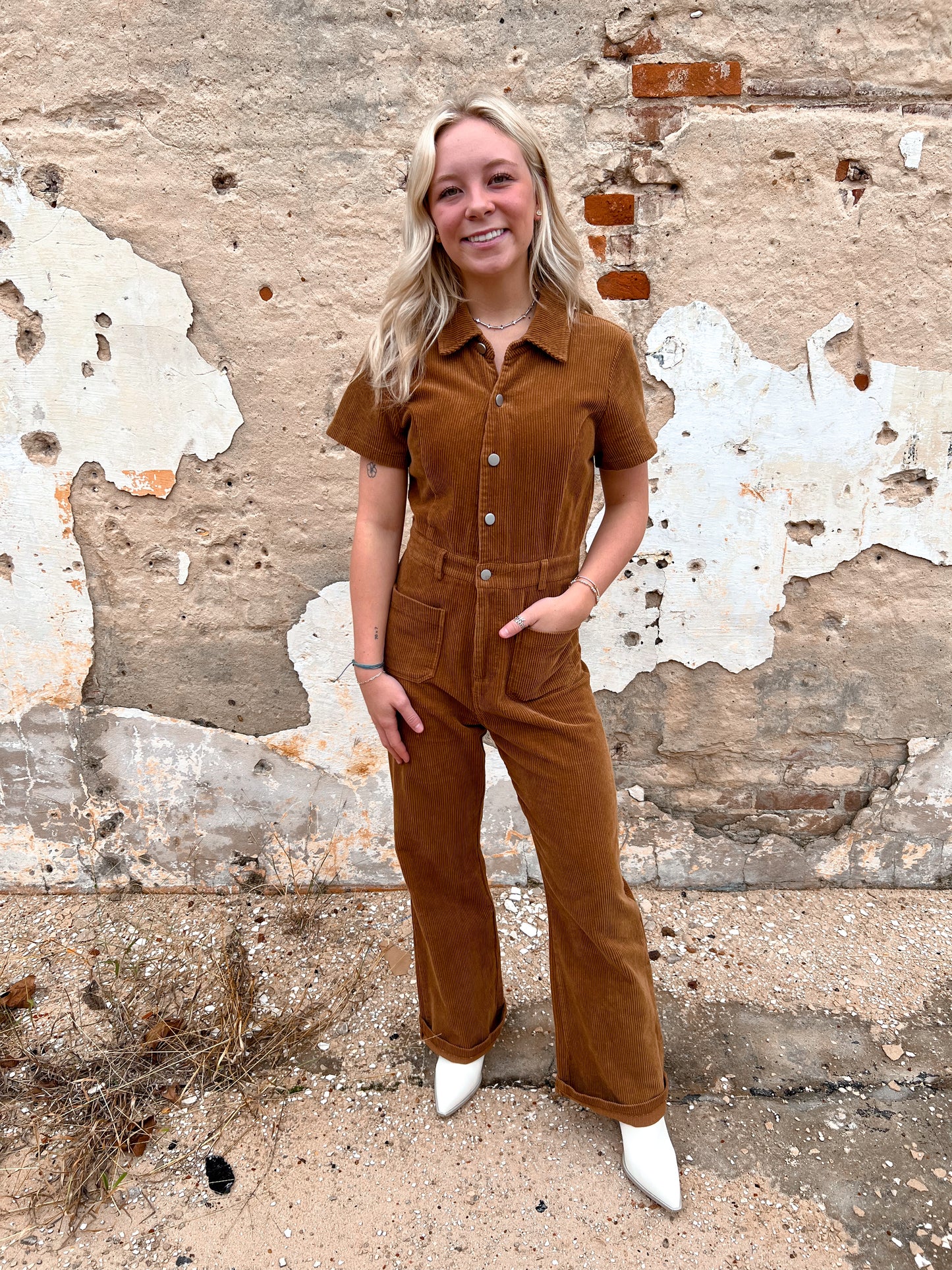 Tristyn Corduroy Button Down Jumpsuit-Jumpsuits & Rompers-day+moon-Bin E5, Max Retail-The Twisted Chandelier