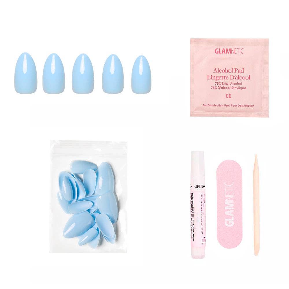 Soft Blue Press-On Nails | Short Almond Solid Nail-Glamnetic-The Twisted Chandelier