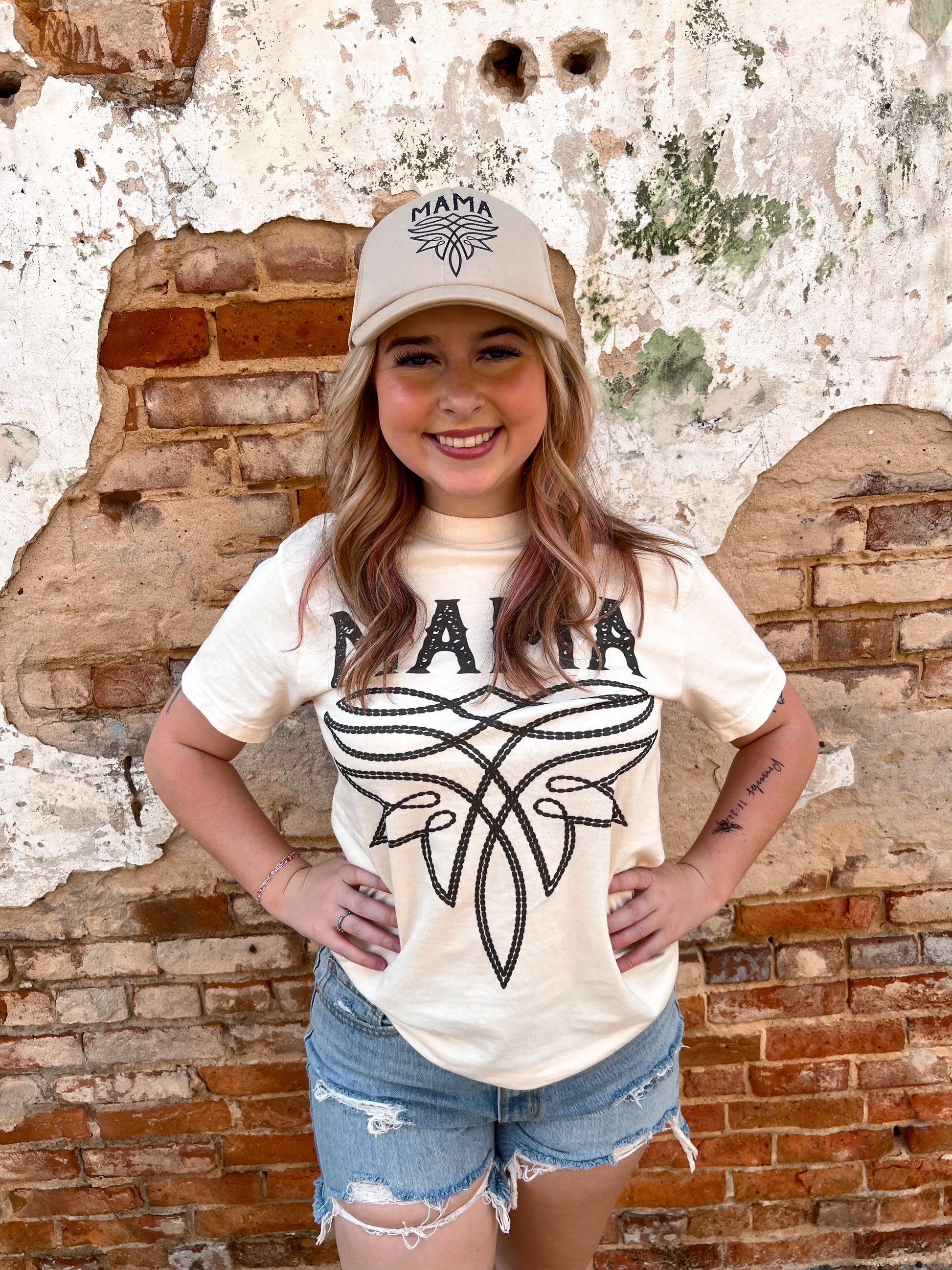 Mama Boot Stitch Western Trucker Hat-Hat-Crazy Consuela-FD 05/07/24-The Twisted Chandelier