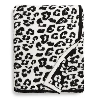 Luxe Leopard Throw Blanket -Black And White-blanket-Thomas and Lee Company--The Twisted Chandelier