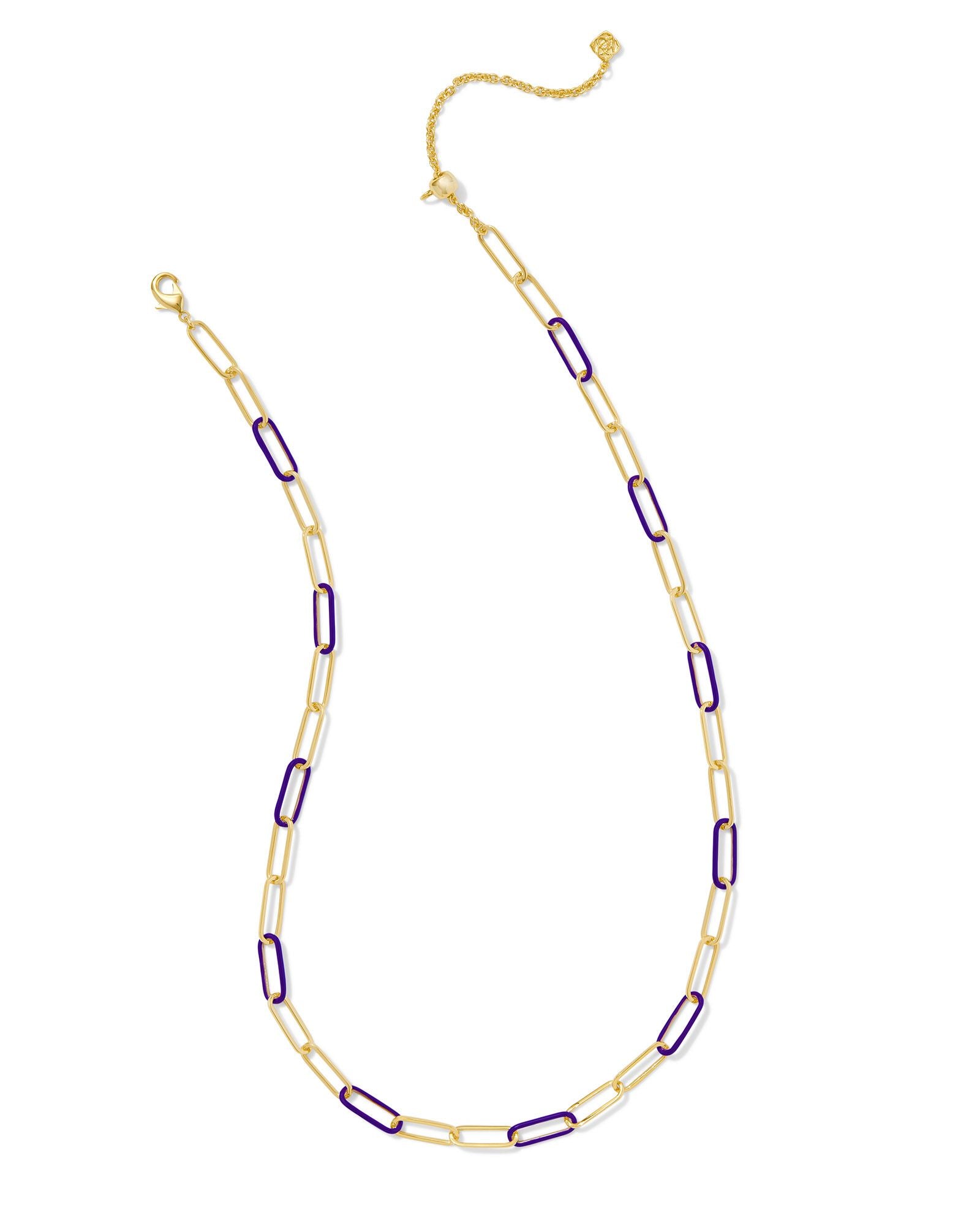 Kendra Scott Ainsley Convertible Chain Necklace Gold Purple Enamel-Necklaces-Kendra Scott-CR 07/31/24,FD 07/31/24,gameday,Max Retail,N00718GLD-The Twisted Chandelier