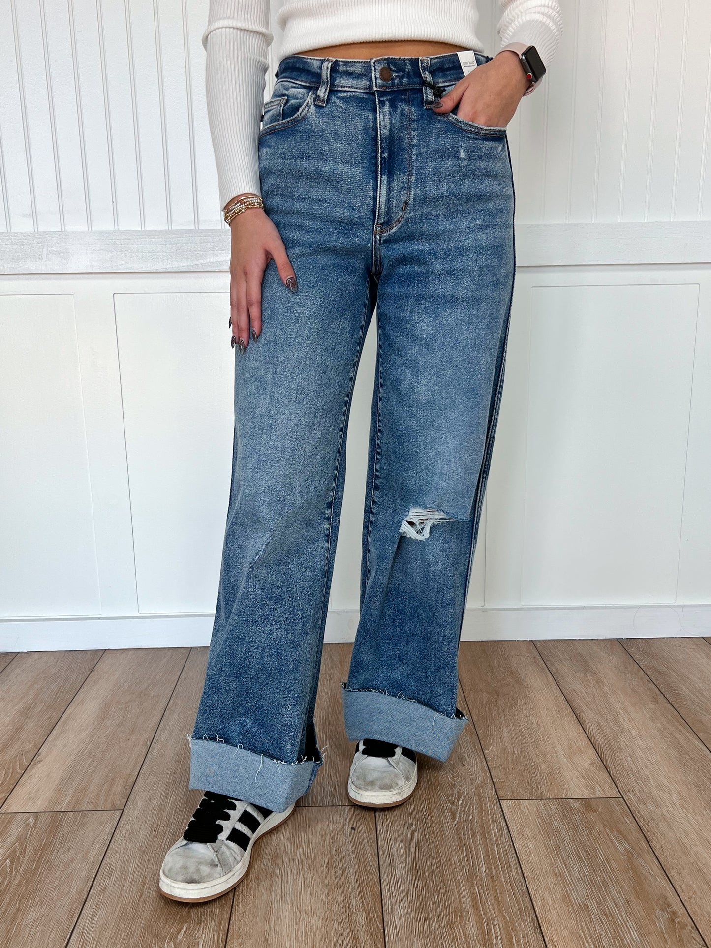 Hayden Medium Vintage Wash Wide Leg Jeans-Judy Blue Jeans-BIN A 3,bottoms,FD 09/09/25-The Twisted Chandelier