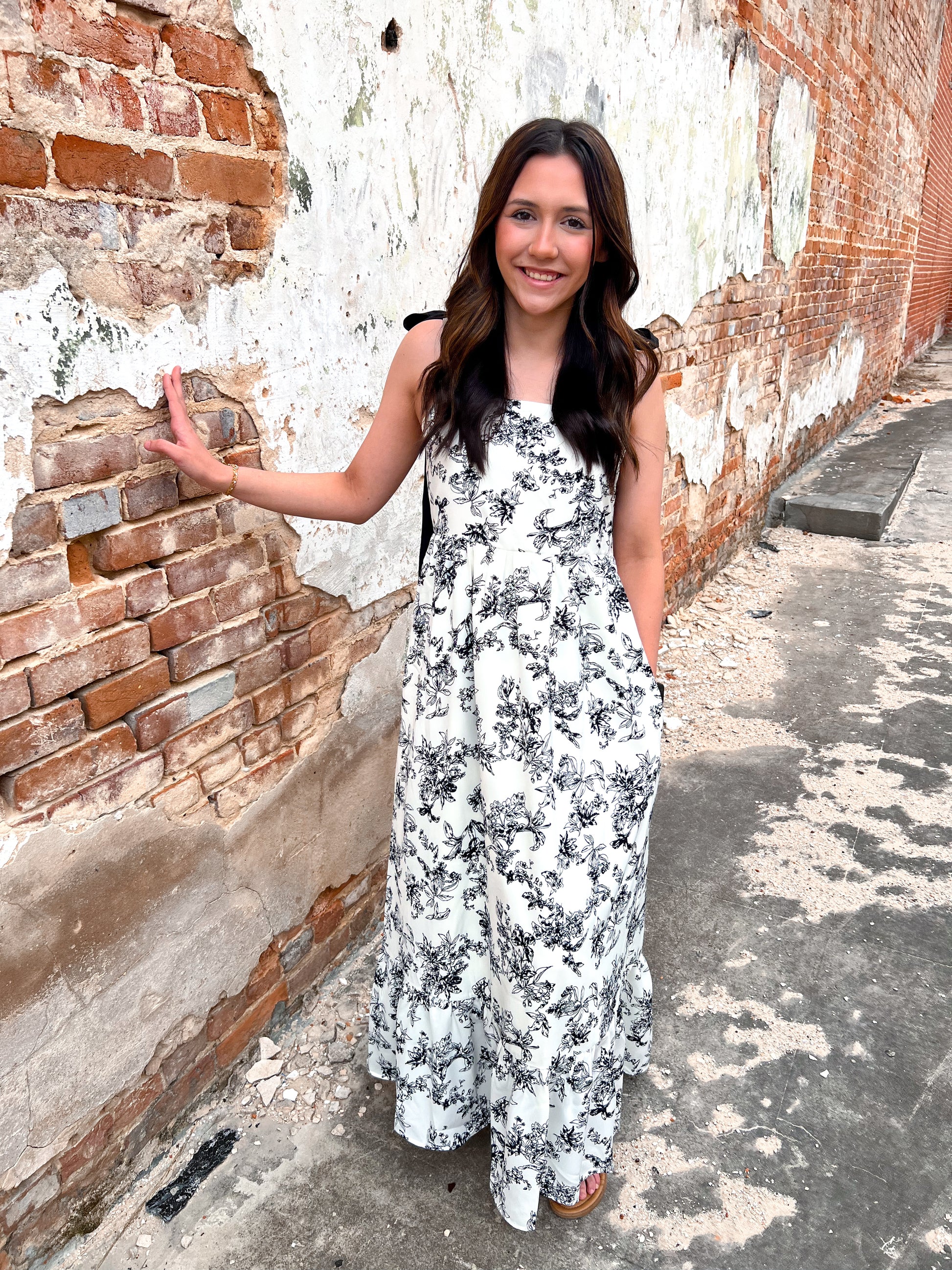 Thalia Floral Print Midi Dress With Shoulder Bow Tie Detail-in february-DJR,Fd 03/25/25-The Twisted Chandelier