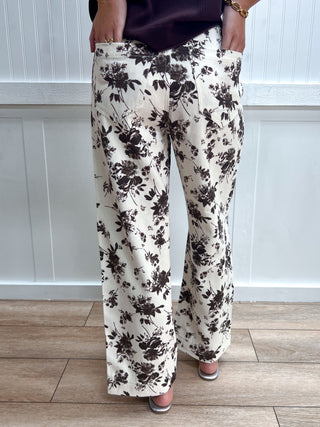 Rue Floral Print Pants-Pants-ENTRO-bottoms,Fall Favorites,NewArrival-The Twisted Chandelier