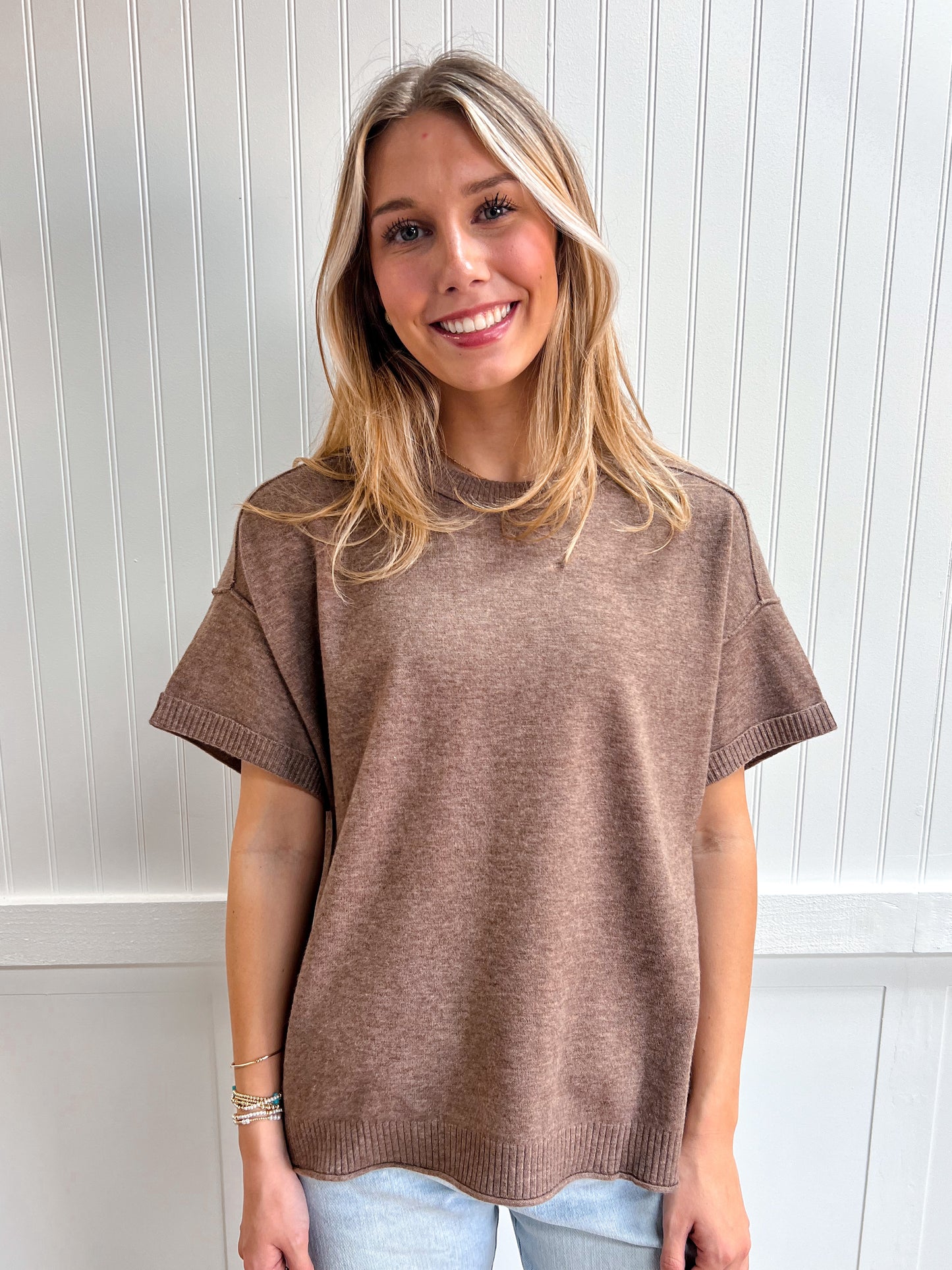 Jules Crew Neck Knit T-Shirt-Bluivy-The Twisted Chandelier