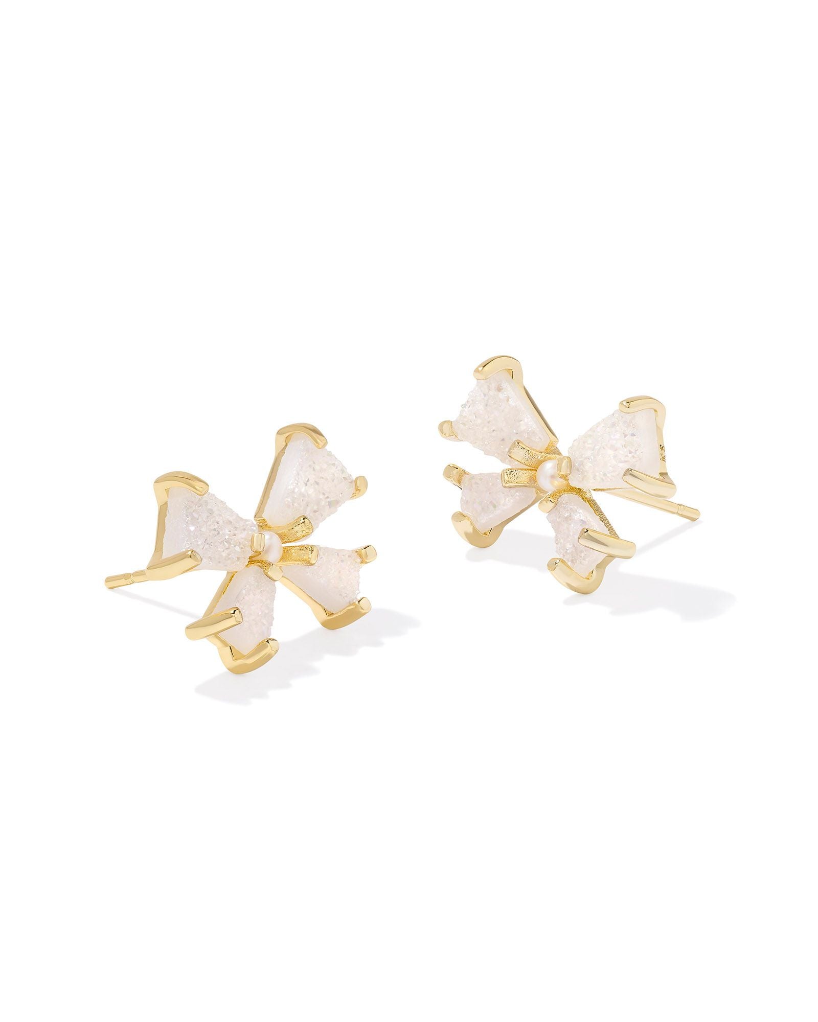 Kendra Scott Blair Bow Small Stud Earrings Gold Iridescent Drusy-Earrings-Kendra Scott-E00629GLD-The Twisted Chandelier