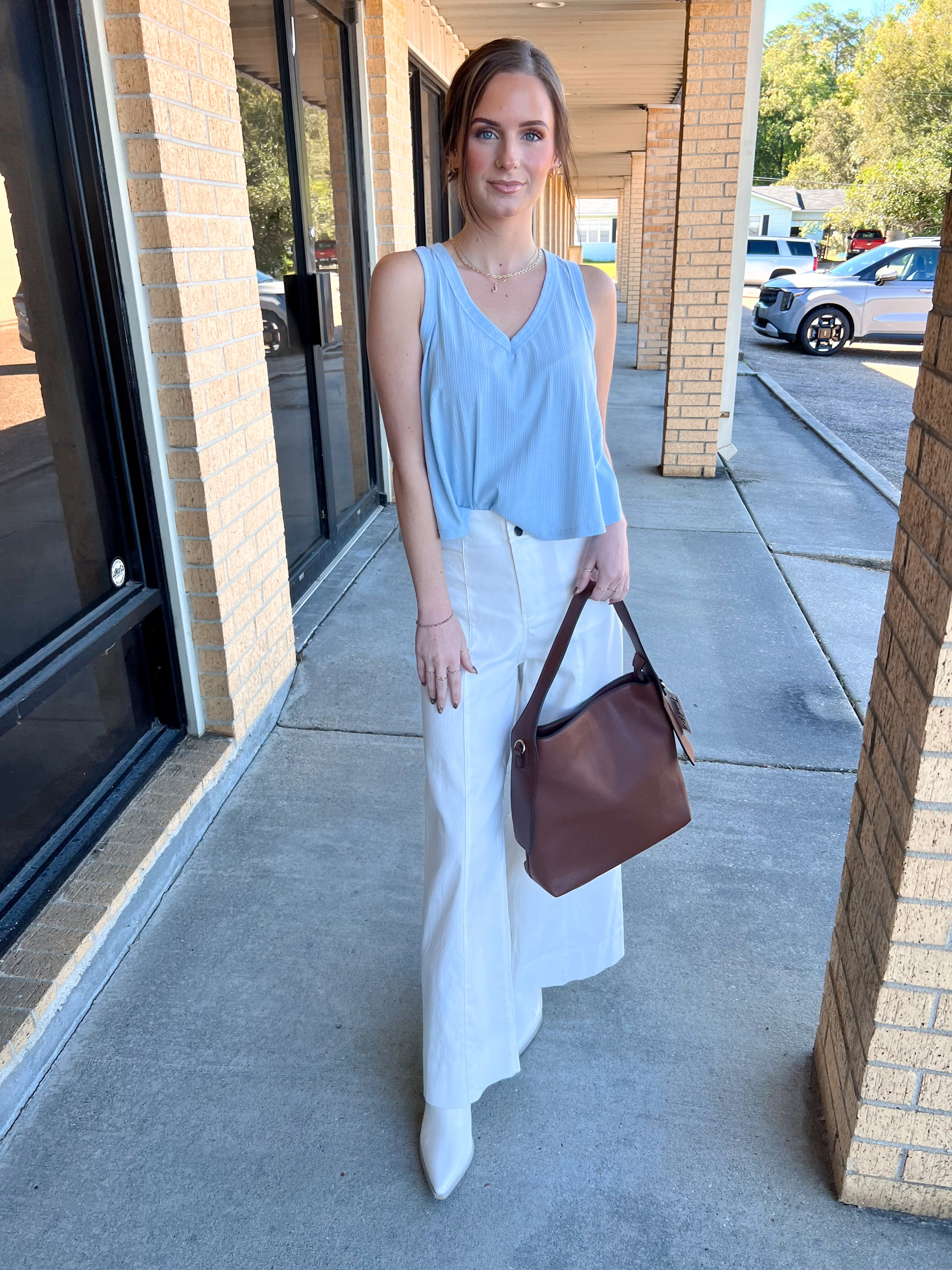 Marda Sleeveless Soft Knit Swing Crop Top - Blue-VERY J-07/24/25,1st md,Bin B5,FD 6/24/25,OGP 28.99,Tops Collection-The Twisted Chandelier