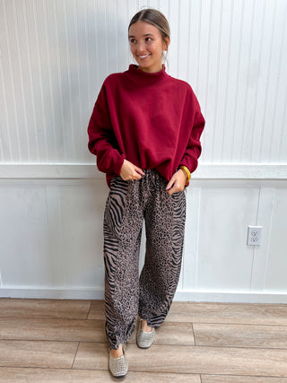 Sylvie Mixed Zebra & Cheetah Barrel Pants