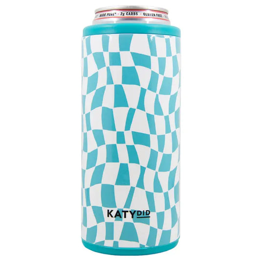 Aqua Checkered Pattern Slim Can Insulator-Drink Pouch-KATYDID-KDC-CCL-06-The Twisted Chandelier