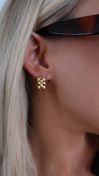 Chansutt Pearl Small Gold Rolly Hoops-CHANSUTTPEARLS-The Twisted Chandelier