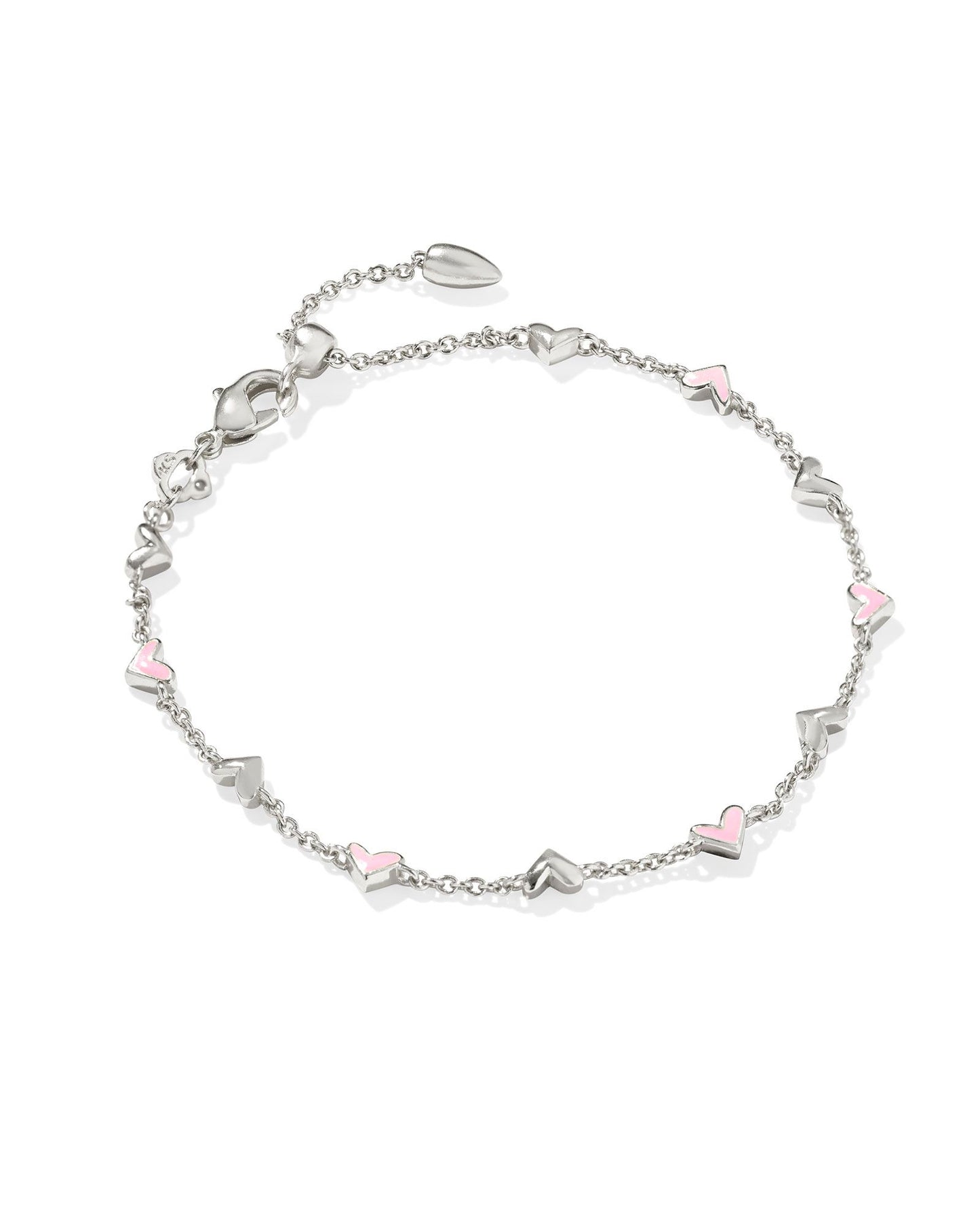 Kendra Scott Haven Delicate Chain Bracelet Silver Pink Enamel-Bracelets-Kendra Scott-B1370RHD, CR 09/30/24, FD 10/01/24-The Twisted Chandelier