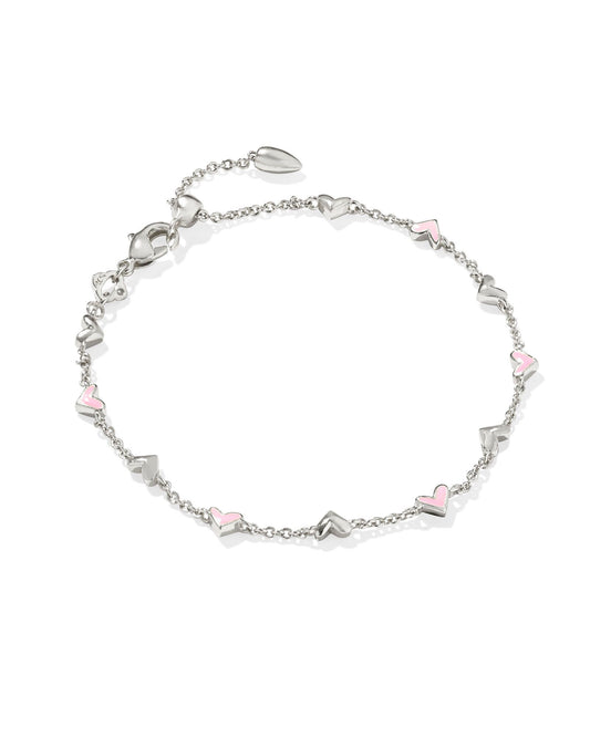 Kendra Scott Haven Delicate Chain Bracelet Silver Pink Enamel-Bracelets-Kendra Scott-B1370RHD, CR 09/30/24, FD 10/01/24-The Twisted Chandelier