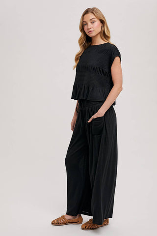 Bellamy Relaxed Knit Smocked Top and Wide Pants Set-Outfit Sets-Bluivy-Fall Favorites,NewArrival-The Twisted Chandelier