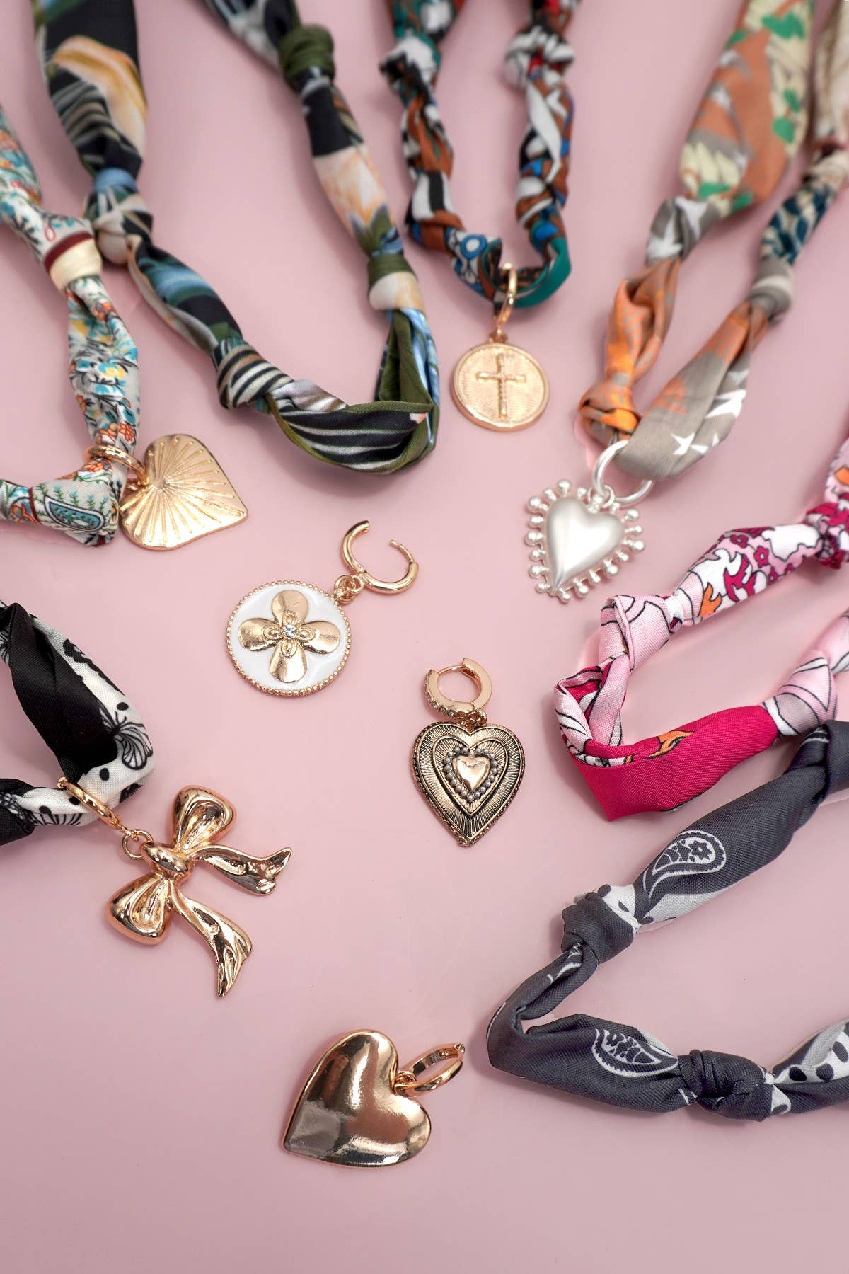 Handcrafted Scarf Interchangeable Charm Necklace-JOSSLYN by wall to wall-The Twisted Chandelier