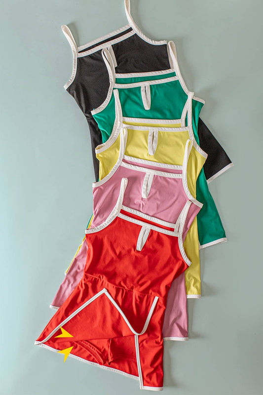 Reagan Front Slit Activewear Mini Dress W/ Inside Shorts-Dress-VERY J-DJR,ND32134-The Twisted Chandelier
