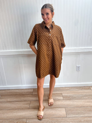Dallas Polka Dot Denim Shirt Dress