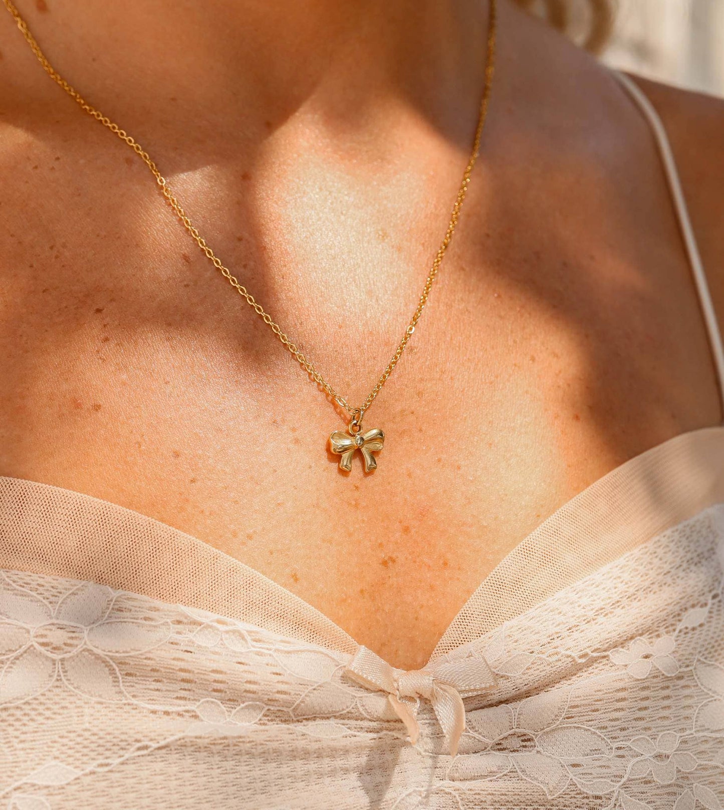 18K Gold PVD Stainless Steel Ribbon Bow Charm-WJW-The Twisted Chandelier