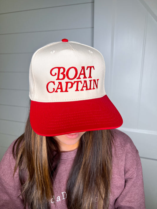 Boat Captain Two-Toned Retro Hat-Katydid-FD 05/13/25-Red and Tan-The Twisted Chandelier