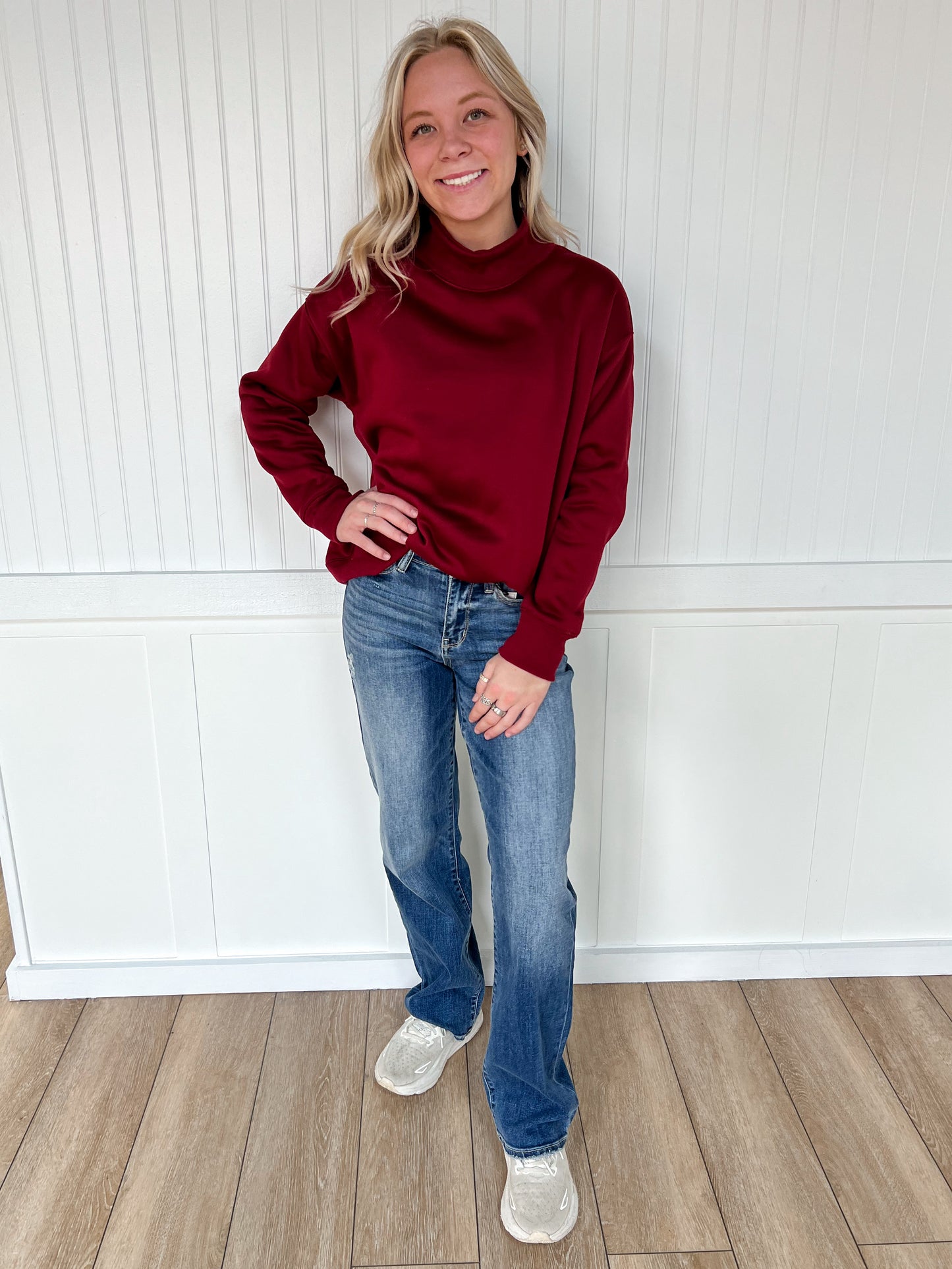 Sloane Oversized Mock Neck Top Sweatshirt