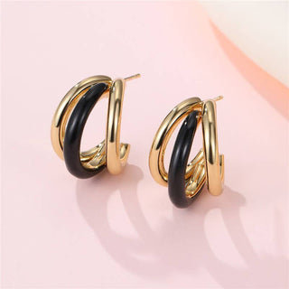 18K Stainless Steel Tarnish Free Enamel Hoop | 40E510-JOSSLYN by wall to wall-BLACK-The Twisted Chandelier