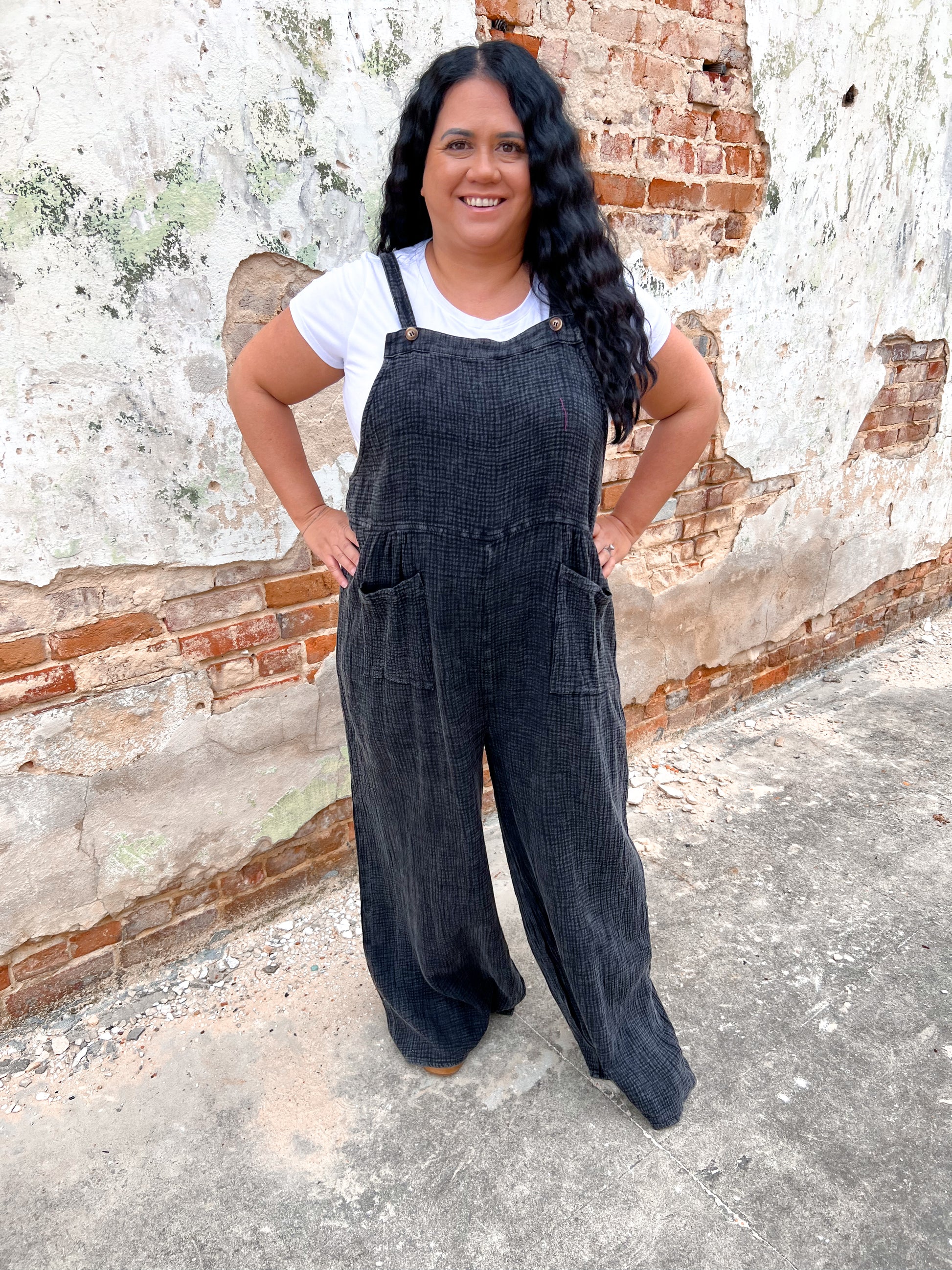 Lavina Mineral Wash Gauze Overall With Pockets-Romper-Heyson-8/29/23, Max Retail-The Twisted Chandelier