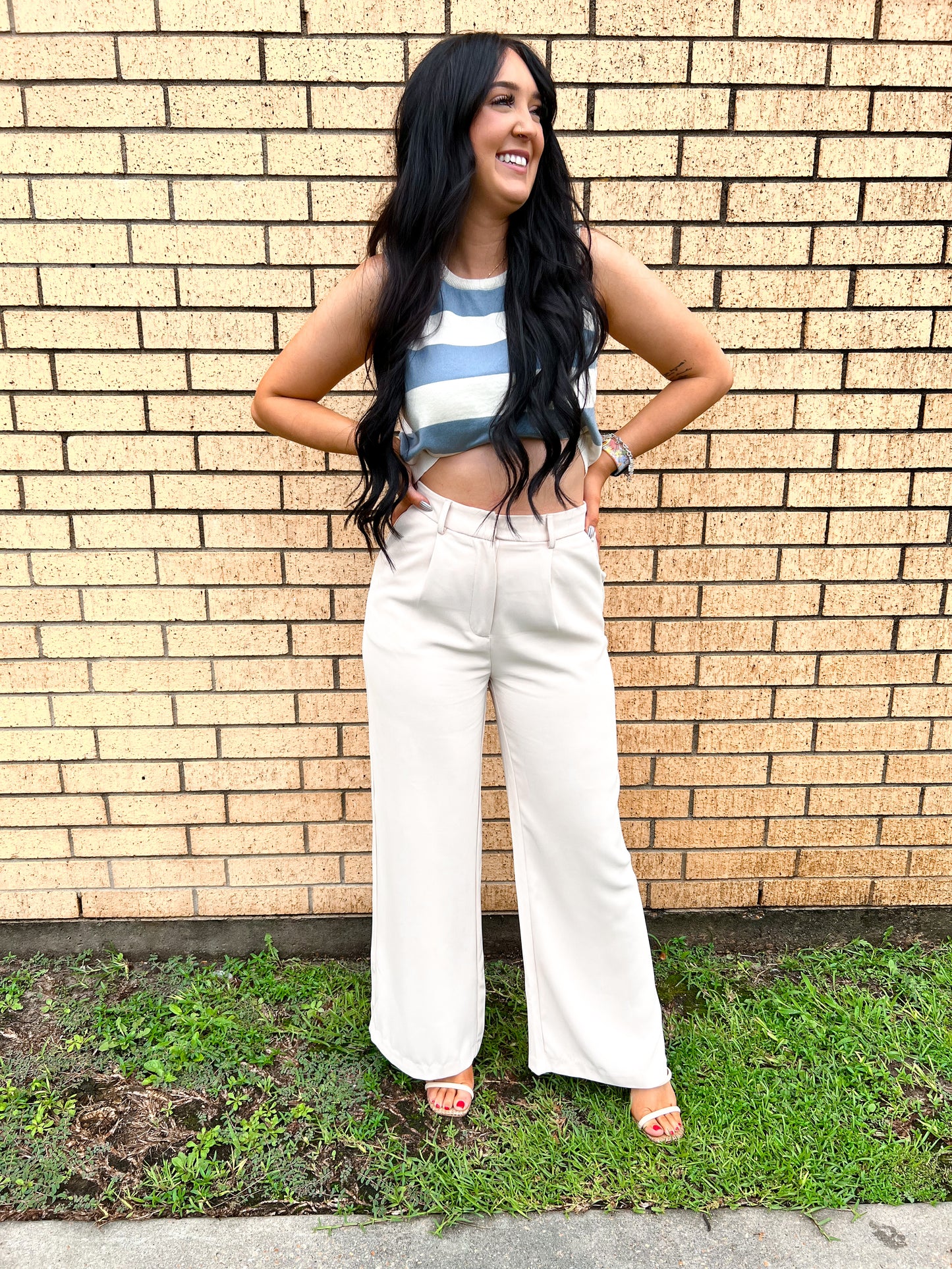 Raella Solid Point Wide Pants - Beige-Pants-Umgee-05/27/24, 1st md, Max Retail-The Twisted Chandelier