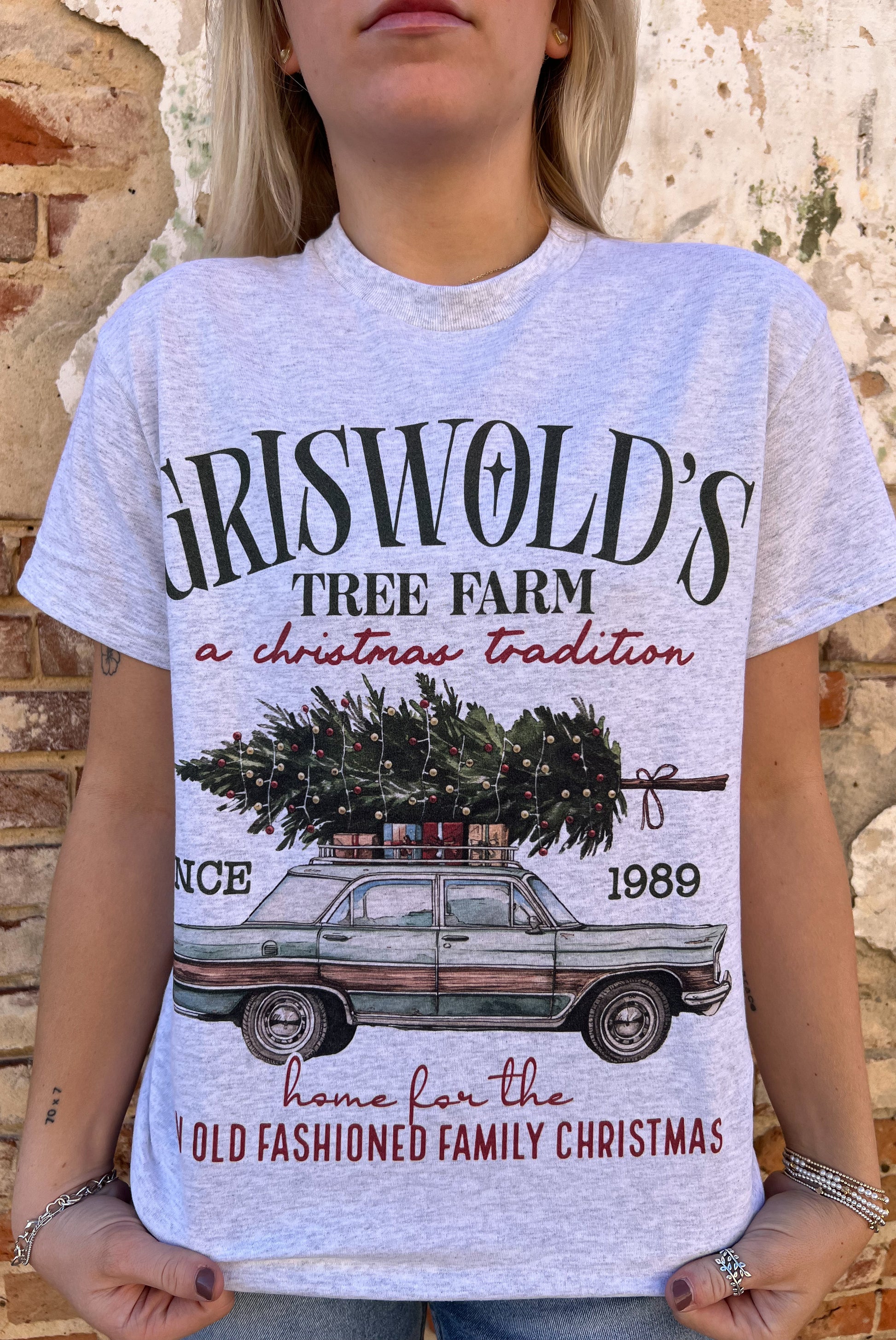 Griswold's Tree Farm Christmas T-Shirt-Graphic T-Shirt-Spirit+Tribe-BIN D2, FD 12/03/24, Tops Collection-The Twisted Chandelier