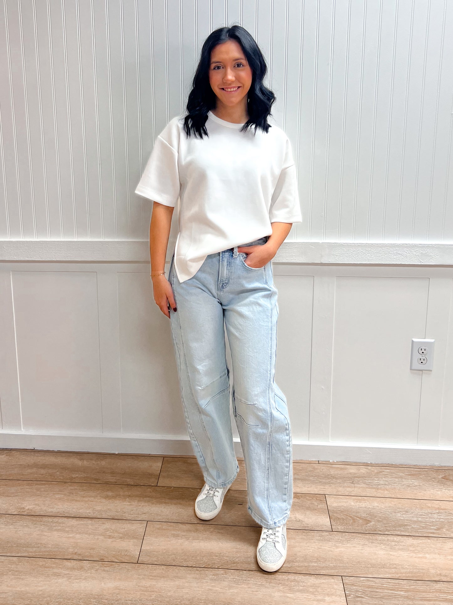 Nora Short Sleeve Round Neck Oversized Soft Modal Scuba Knit Top-Active Basic | Active USA-FD 02/03/26,Tops Collection-The Twisted Chandelier