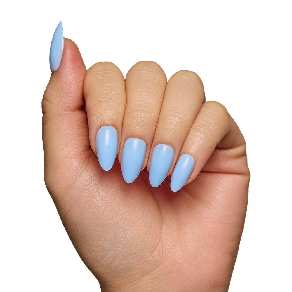 Soft Blue Press-On Nails | Short Almond Solid Nail-Glamnetic-The Twisted Chandelier