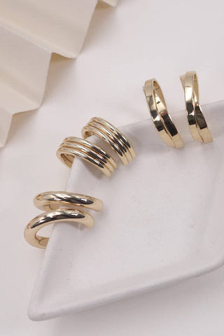Multi Classic Hoop Trio Earrings-JOSSLYN by wall to wall-31E03865-Gold-The Twisted Chandelier